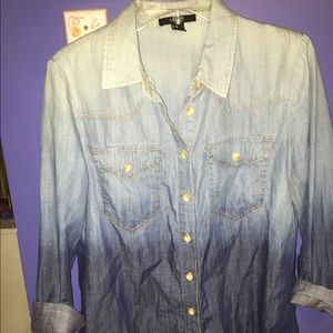 Ombré denim button-up shirt