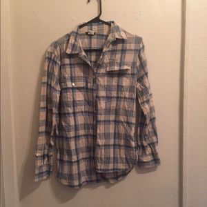Blue and white plaid JCREW button up. Size small.