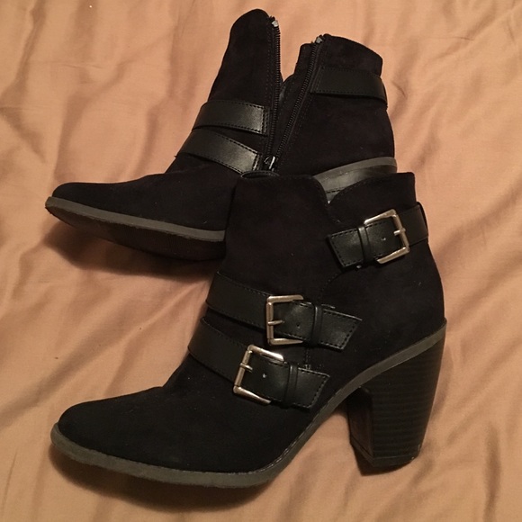 Black suede booties