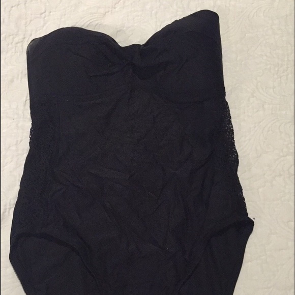 Black strapless one piece