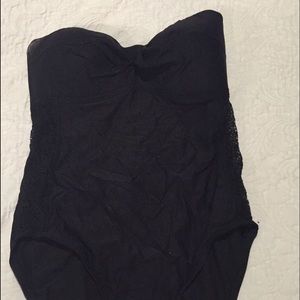 Black strapless one piece