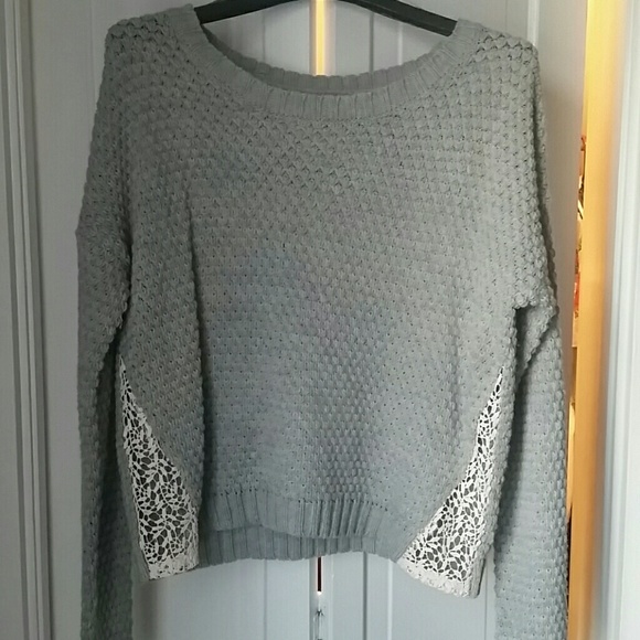 Brand new w/o tags Gray sweater with lace