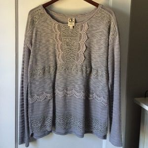 Anthropologie sweater with lace detail