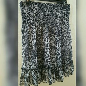 Leopard print strapless top/swim cover-up