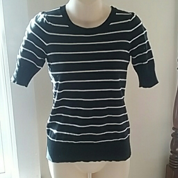 White and black striped top