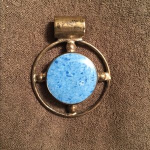 Sterling silver Blue turquoise pendant.