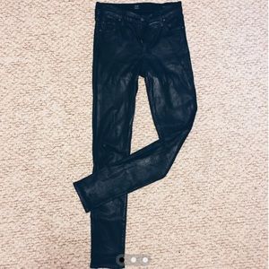 Wax coated black skinnies