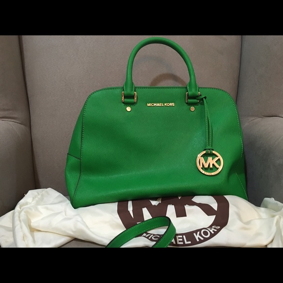 Michael Kors saffiano leather Kelly green handbag