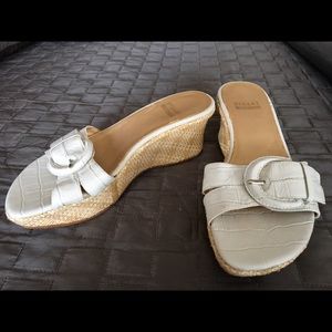 SALE! Stuart Weitzman white leather summer wedge.