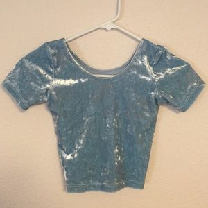 American Apparel Baby Blue Cropped Crushed Velvet
