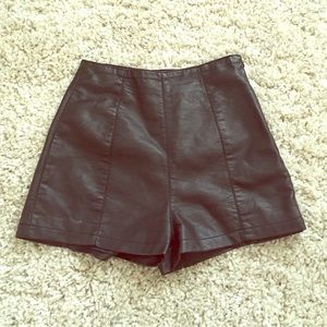 High waisted pleather shorts