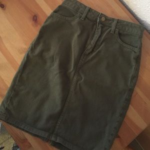 American Apparel Army Green Pencil Skirt