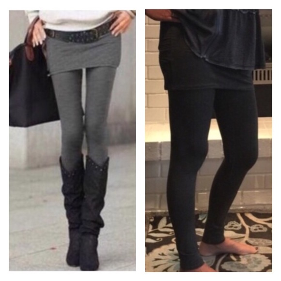 LAST // CHATOYANT BRAND CHARCOAL SKIRTED LEGGINGS - Picture 2 of 2