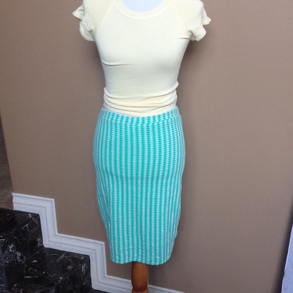 Green and white Pencil Skirt