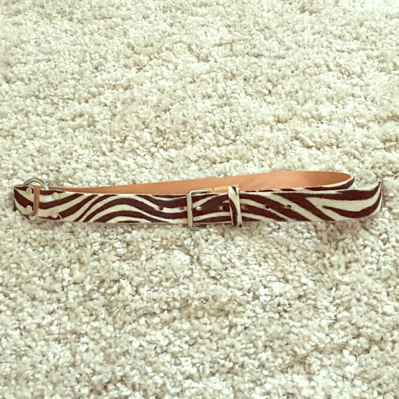 Zebra print leather belt