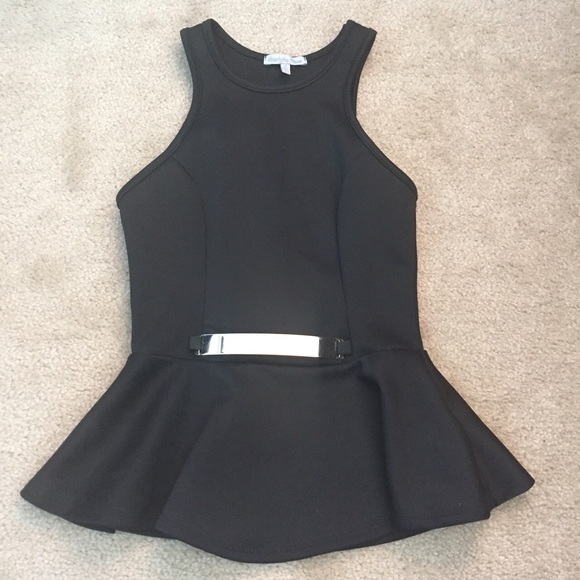 Gold belted peplum top