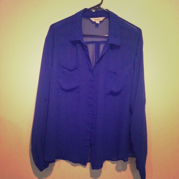 Royal Blue Button Down Blouse