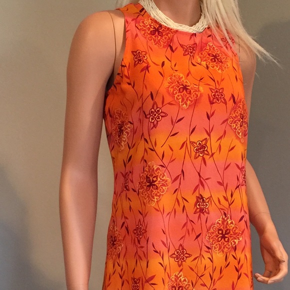 Orange tropical print dress