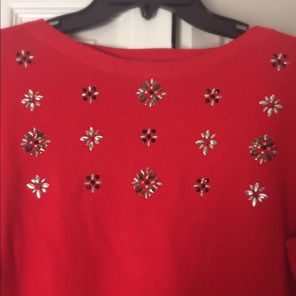Red Embellished Sweater - Picture 2 of 3