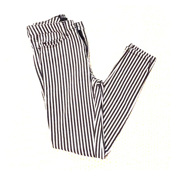 Black and white striped jeans