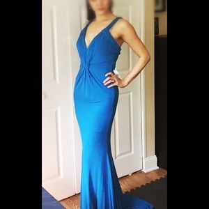 Badgley Mischka Crossover Gathered Dress