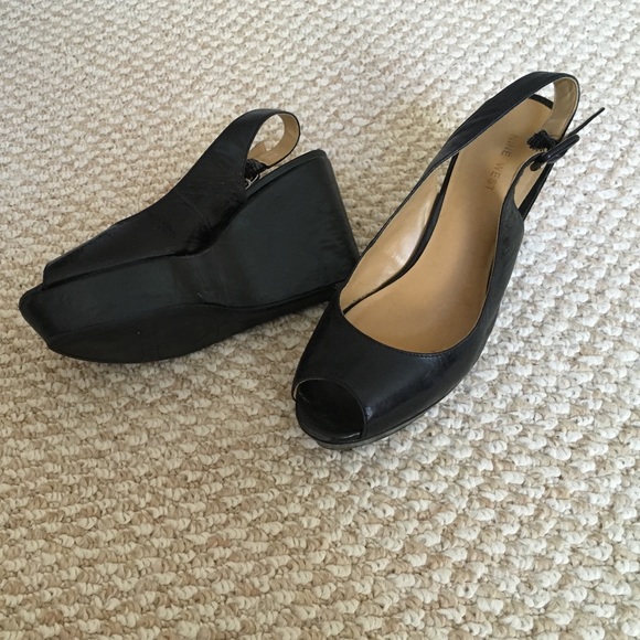 Black Nine West wedge sandal