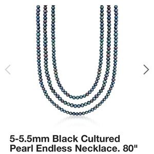 Long black freshwater pearl necklace Ross Simons