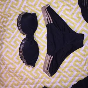 HOT Victoria's Secret PINK black-/gold 2pc