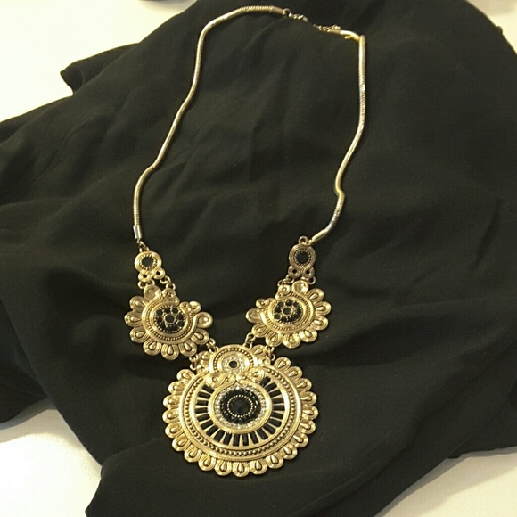 Black & gold statement necklace