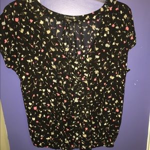 Black blouse with tie in front