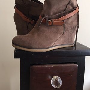 Suede Wedge Booties