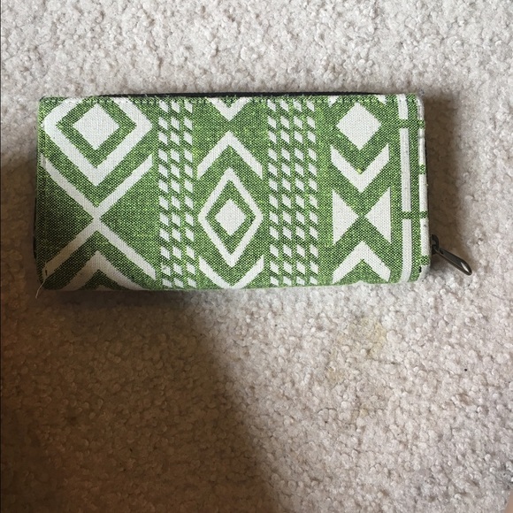 Green and white wallet
