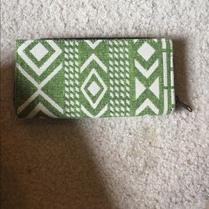 Green and white wallet
