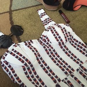 White Geometric Charlotte Russe Bustier Dress