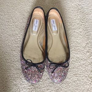 Jimmy Choo multi color glitter flats US 10
