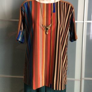 New no tags ZARA striped top blouse M short sleeve