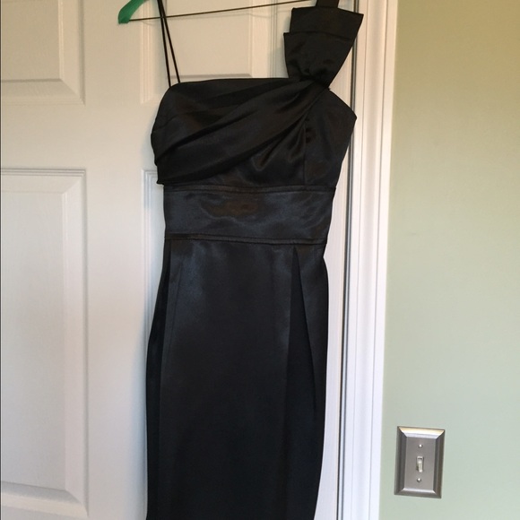Thea Dora black satin cocktail/semi formal dress