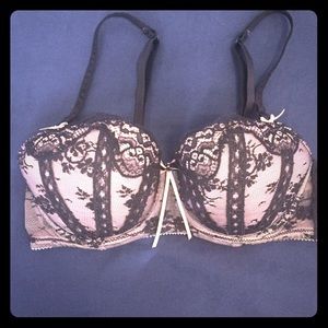 Sexy black and nude lacy bra