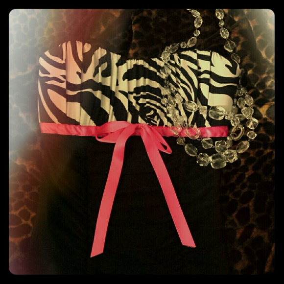 Zebra, pink & black flowy dress NWT