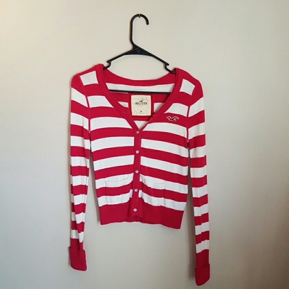Pink and white stripped Hollister cardigan!