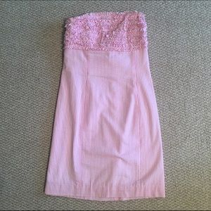 Lilly Pulitzer pink and white seersucker dress