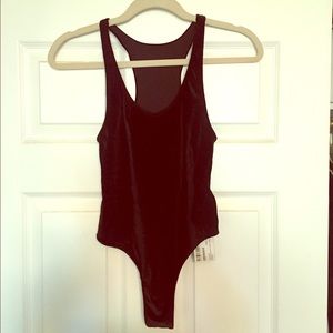 American Apparel- Black velvet thong leotard NWT
