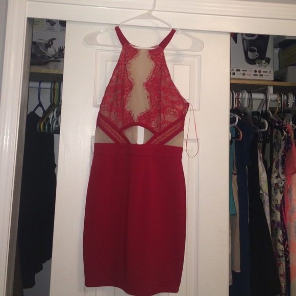 Red lace dress