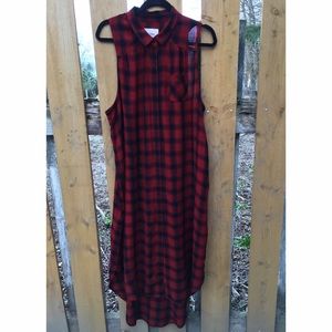 Mossimo Red & Black Flannel Button Down Dress