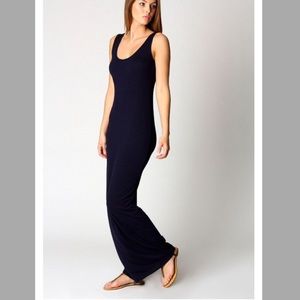 Scoop neck navy blue maxi dress