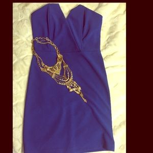 Lulu's Blue Strapless Fitted Mini Dress