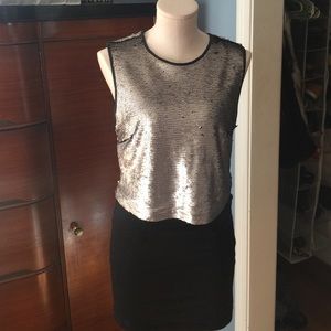 Champagne sequin crop top