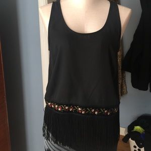 Black fringe tank top
