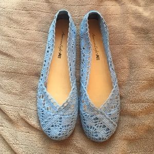 American Eagle Blue Crochet flats