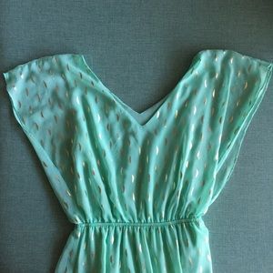 Mint Green and Gold Party Dress